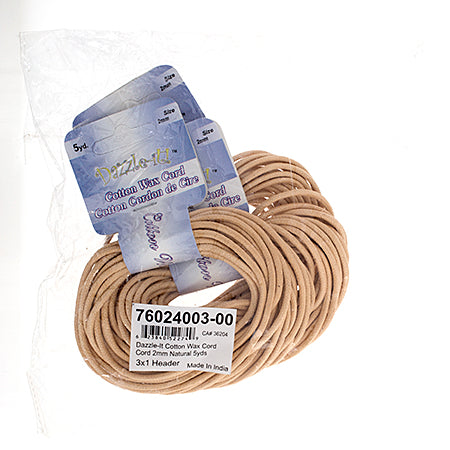 Dazzle-It Cotton Wax Cord 2mm Round  5yds