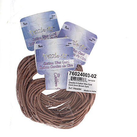 Dazzle-It Cotton Wax Cord 2mm Round  5yds