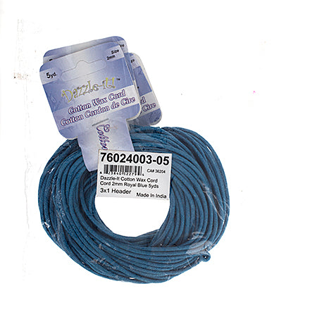 Dazzle-It Cotton Wax Cord 2mm Round  5yds