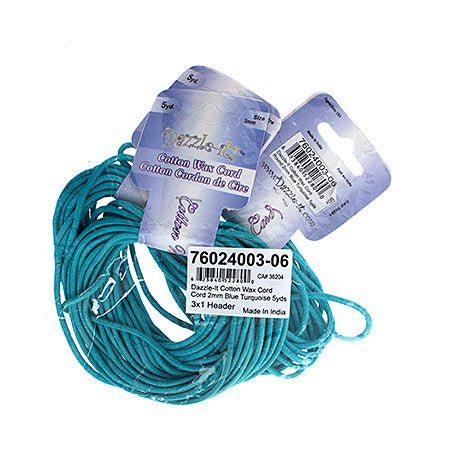 Dazzle-It Cotton Wax Cord 2mm Round  5yds