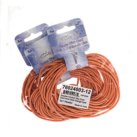 Dazzle-It Cotton Wax Cord 2mm Round  5yds