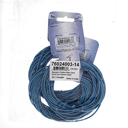 Dazzle-It Cotton Wax Cord 2mm Round  5yds