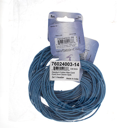 Dazzle-It Cotton Wax Cord 2mm Round  5yds