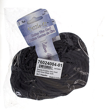 Dazzle-It Cotton Wax Cord 3mm Round  5yds