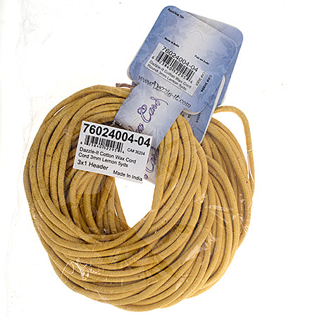 Dazzle-It Cotton Wax Cord 3mm Round  5yds