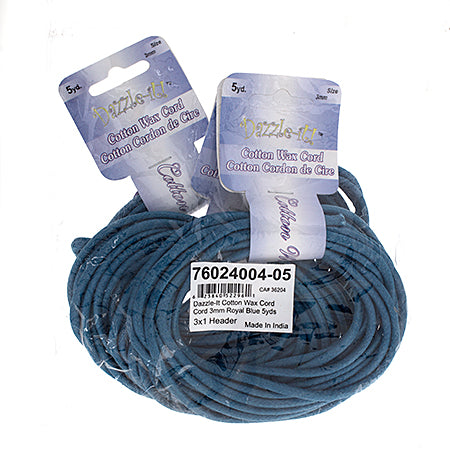 Dazzle-It Cotton Wax Cord 3mm Round  5yds