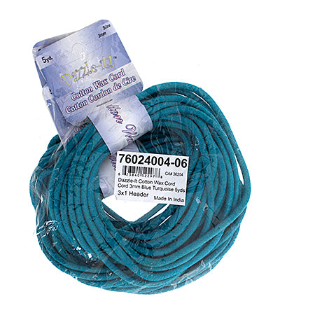 Dazzle-It Cotton Wax Cord 3mm Round  5yds