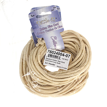 Dazzle-It Cotton Wax Cord 3mm Round  5yds