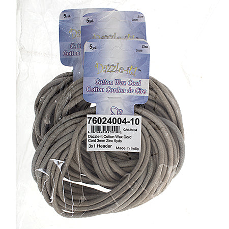 Dazzle-It Cotton Wax Cord 3mm Round  5yds