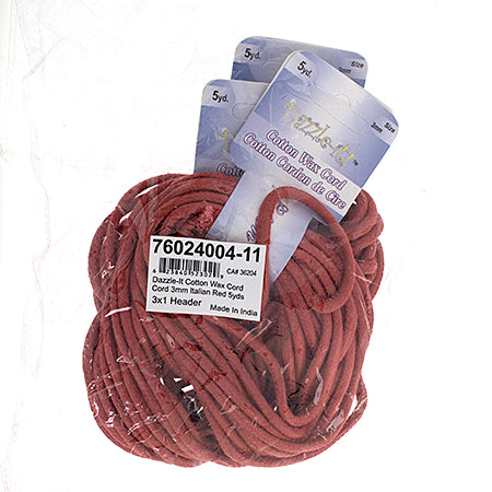 Dazzle-It Cotton Wax Cord 3mm Round  5yds