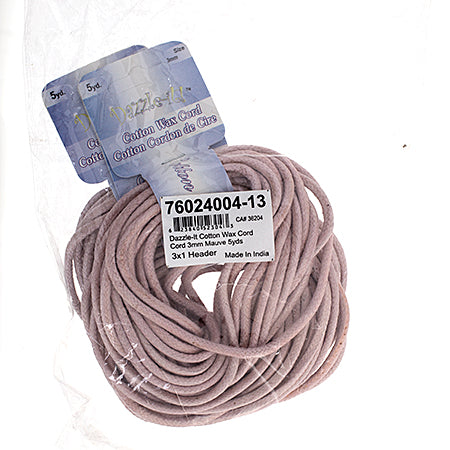 Dazzle-It Cotton Wax Cord 3mm Round  5yds