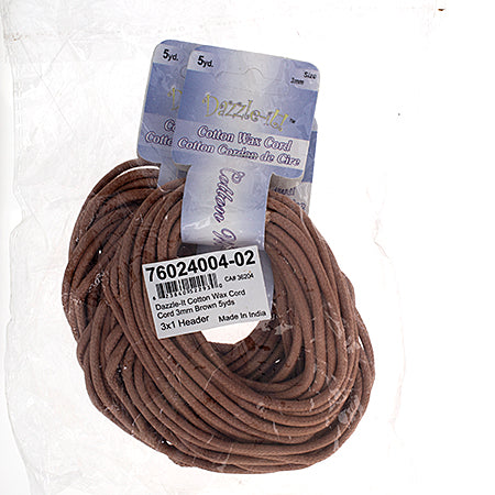 Dazzle-It Cotton Wax Cord 3mm Round  5yds
