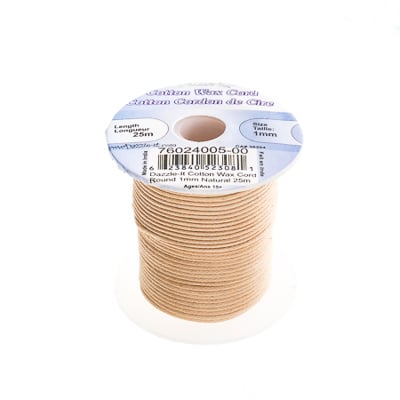 Dazzle-It Cotton Wax Cord 1mm Round  25m Spool