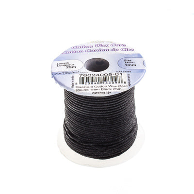 Dazzle-It Cotton Wax Cord 1mm Round  25m Spool
