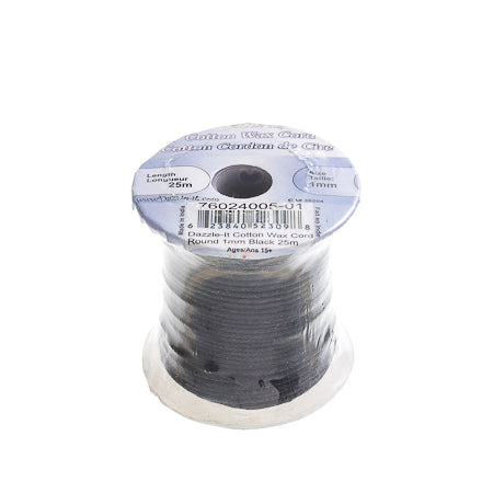 Dazzle-It Cotton Wax Cord 1mm Round  25m Spool