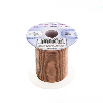 Dazzle-It Cotton Wax Cord 1mm Round  25m Spool