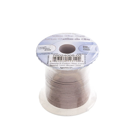 Dazzle-It Cotton Wax Cord 1mm Round  25m Spool