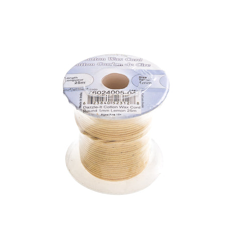 Dazzle-It Cotton Wax Cord 1mm Round  25m Spool