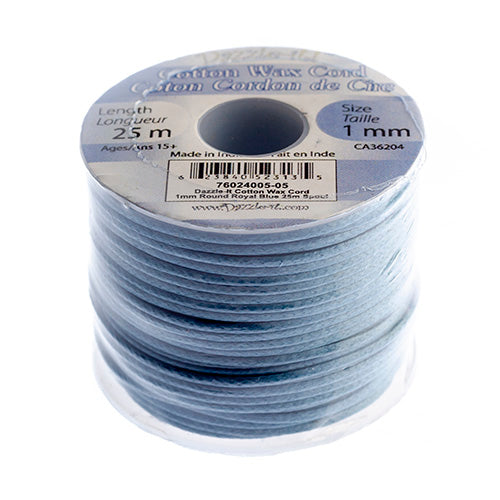 Dazzle-It Cotton Wax Cord 1mm Round  25m Spool