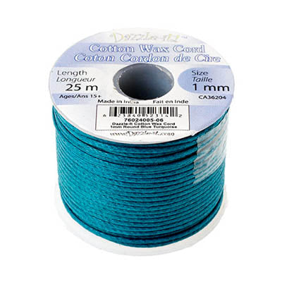 Dazzle-It Cotton Wax Cord 1mm Round  25m Spool