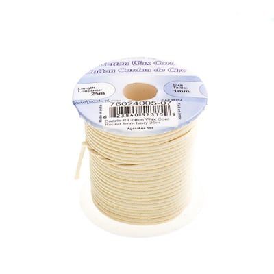 Dazzle-It Cotton Wax Cord 1mm Round  25m Spool