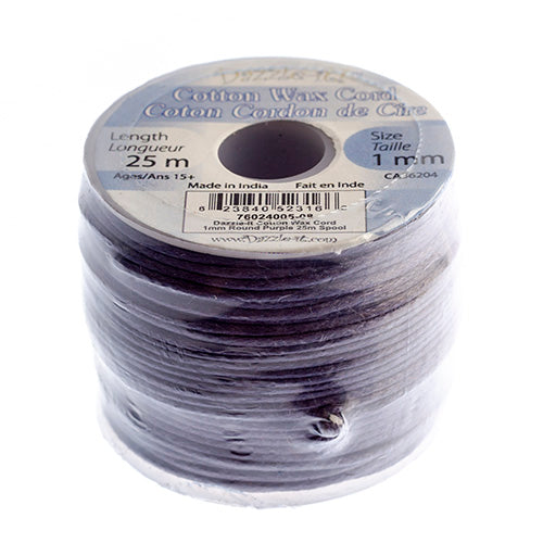 Dazzle-It Cotton Wax Cord 1mm Round  25m Spool