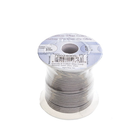 Dazzle-It Cotton Wax Cord 1mm Round  25m Spool