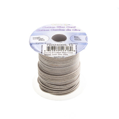Dazzle-It Cotton Wax Cord 1mm Round  25m Spool