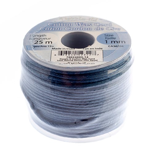 Dazzle-It Cotton Wax Cord 1mm Round  25m Spool