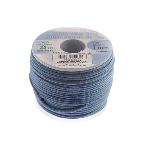 Dazzle-It Cotton Wax Cord 1mm Round  25m Spool