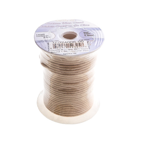 Dazzle-It Cotton Wax Cord 1.5mm Round  25m Spool
