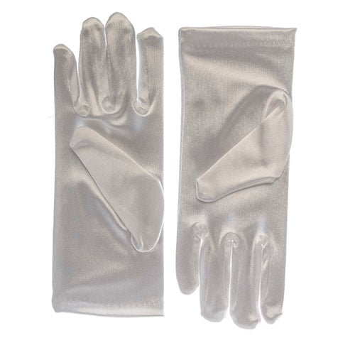 Children Gloves Satin Wrist Length White