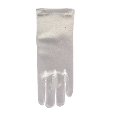 Children Gloves Satin Wrist Length White