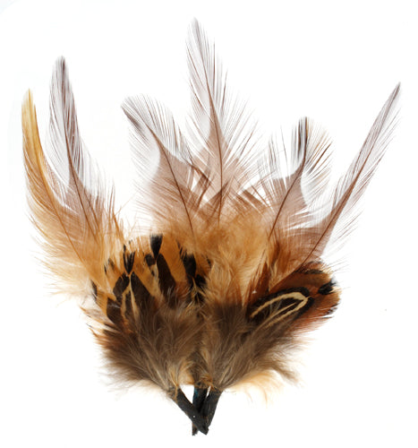 Hat Trim Feather Fan Shape 10cm Cream/Brown/Dark Brown
