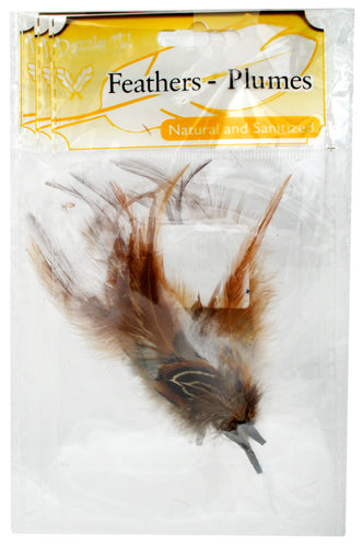 Hat Trim Feather Fan Shape 10cm Cream/Brown/Dark Brown