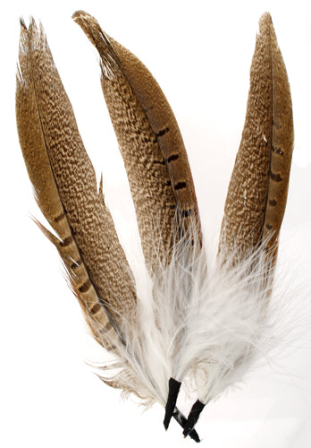 Hat Trim Ringneck Tail With Marabou 20cm Natural/White