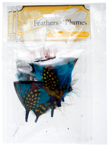 Hat Trim Feather Fan Shape 7cm Turquoise Black/Red/Yellow