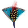 Hat Trim Feather Fan Shape 7cm Turquoise Black/Red/Yellow