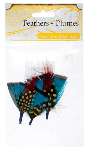 Hat Trim Feather Fan Shape 7cm Turquoise Black/Red/Yellow