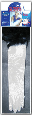 Gloves-White With Black Feather 