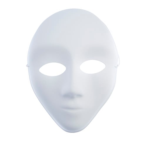Mask Siena Plastic White With Elastic 14x10cm(5.75"X4").50mm
