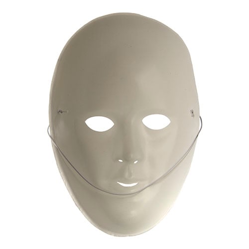 Mask Venezia Plastic White With Elast 21x14cm(8"X5.5").50mm