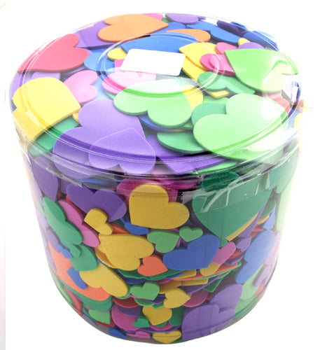 EVA Foam Hearts 1/2lb Tub Assorted Sizes And Colors