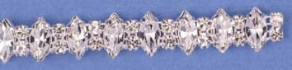 Preciosa Czech Rhinestone Banding Crystal/Silver Combination Fancy Navette