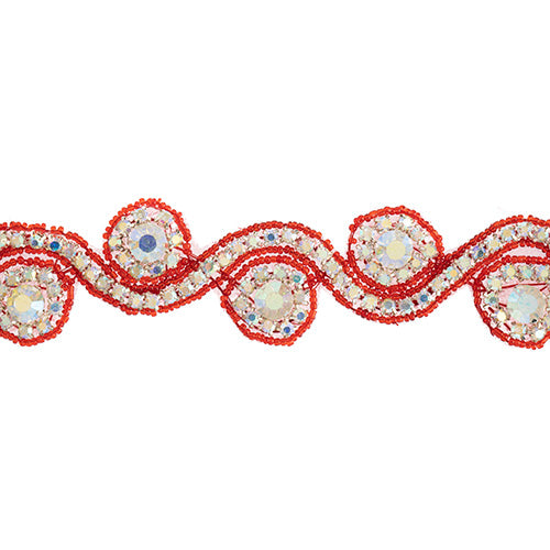 Beaded Crystal Swirl Trim 38mm By The Yard