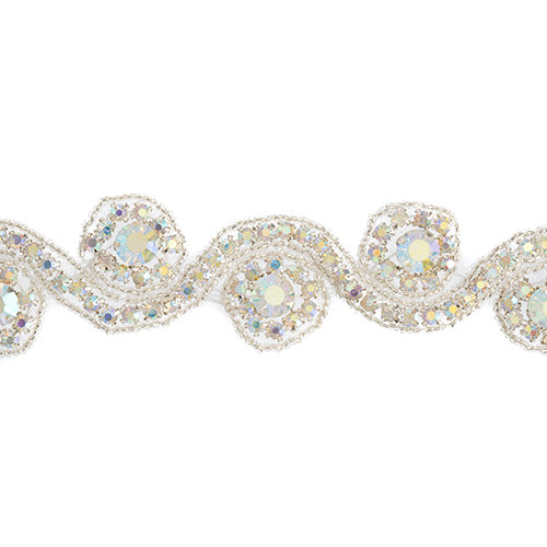 Beaded Crystal Swirl Trim 38mm By The Yard