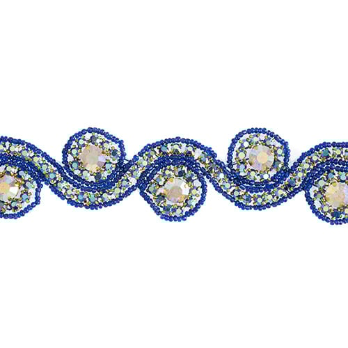Beaded Crystal Swirl Trim 38mm By The Yard