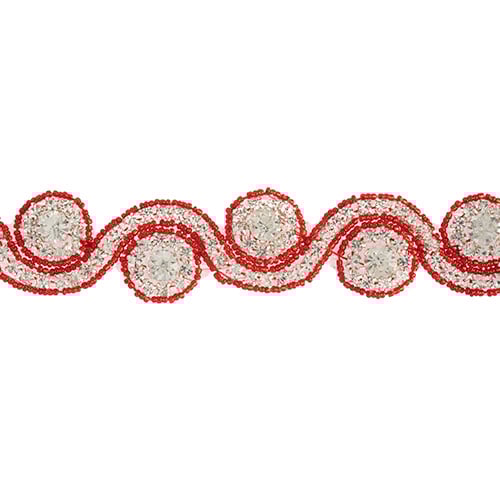 Beaded Crystal Swirl Trim 38mm By The Yard