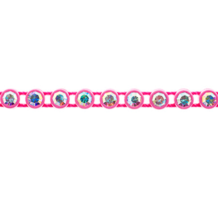 Preciosa Czech Crystal Rhinestone Banding 10m 1-Row SS13 Pink Casing/Crystal Aurora Borealis