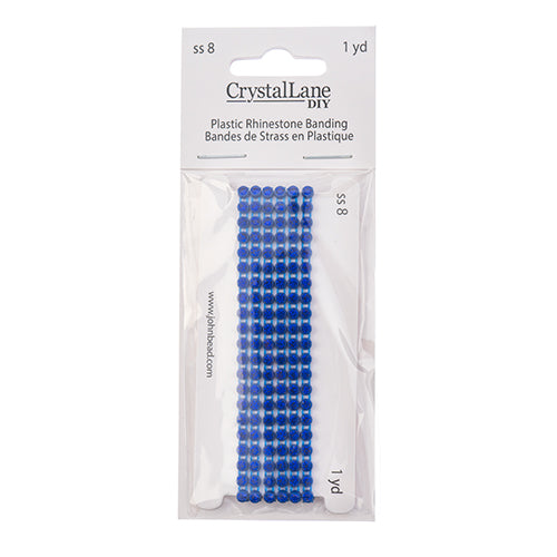 Crystal Lane Rhinestone Banding 1yd 1-Row SS8 Navy Casing/ Sapphire